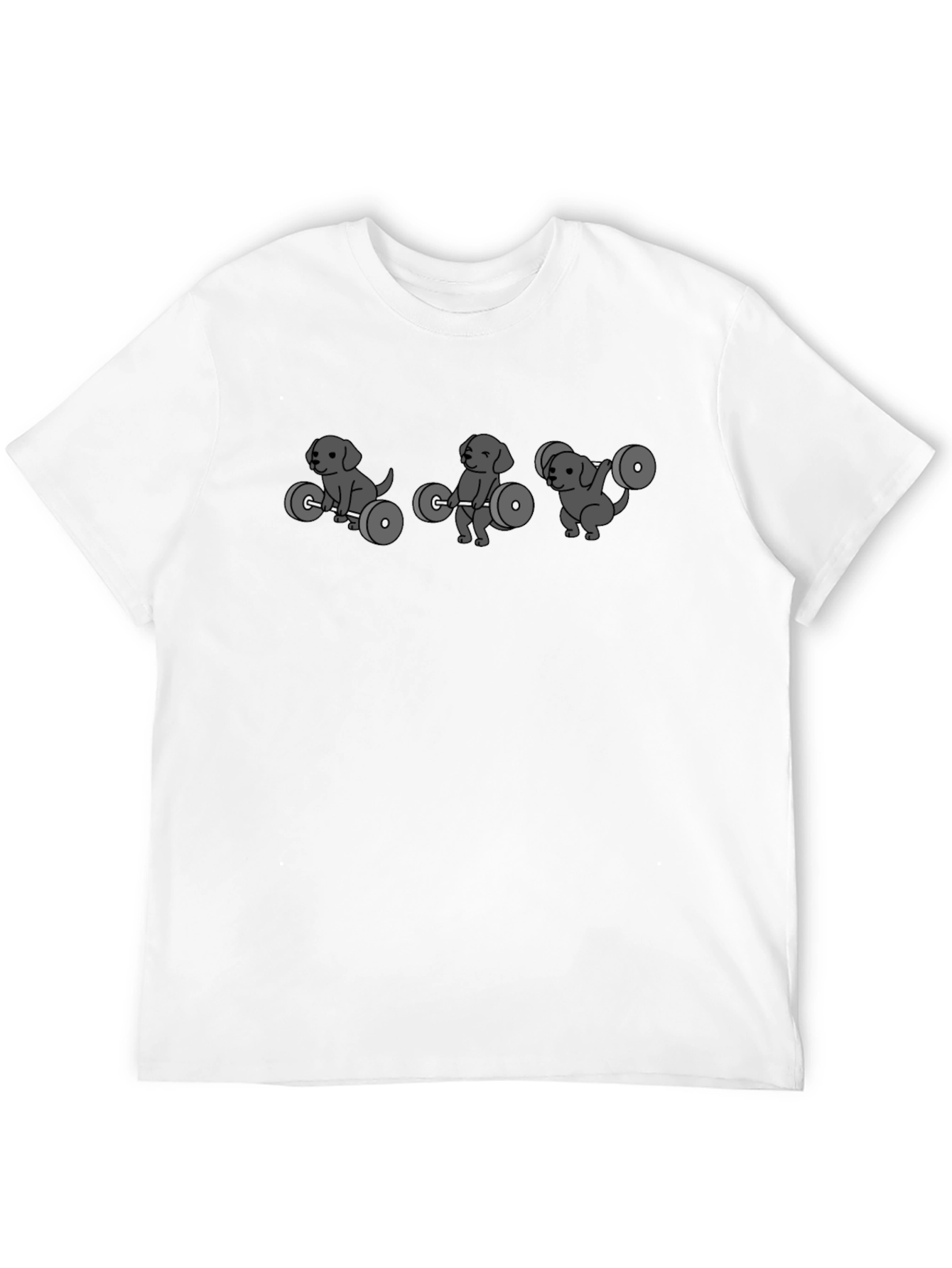 Funny Dog Lifting Weights Black T-Shirt