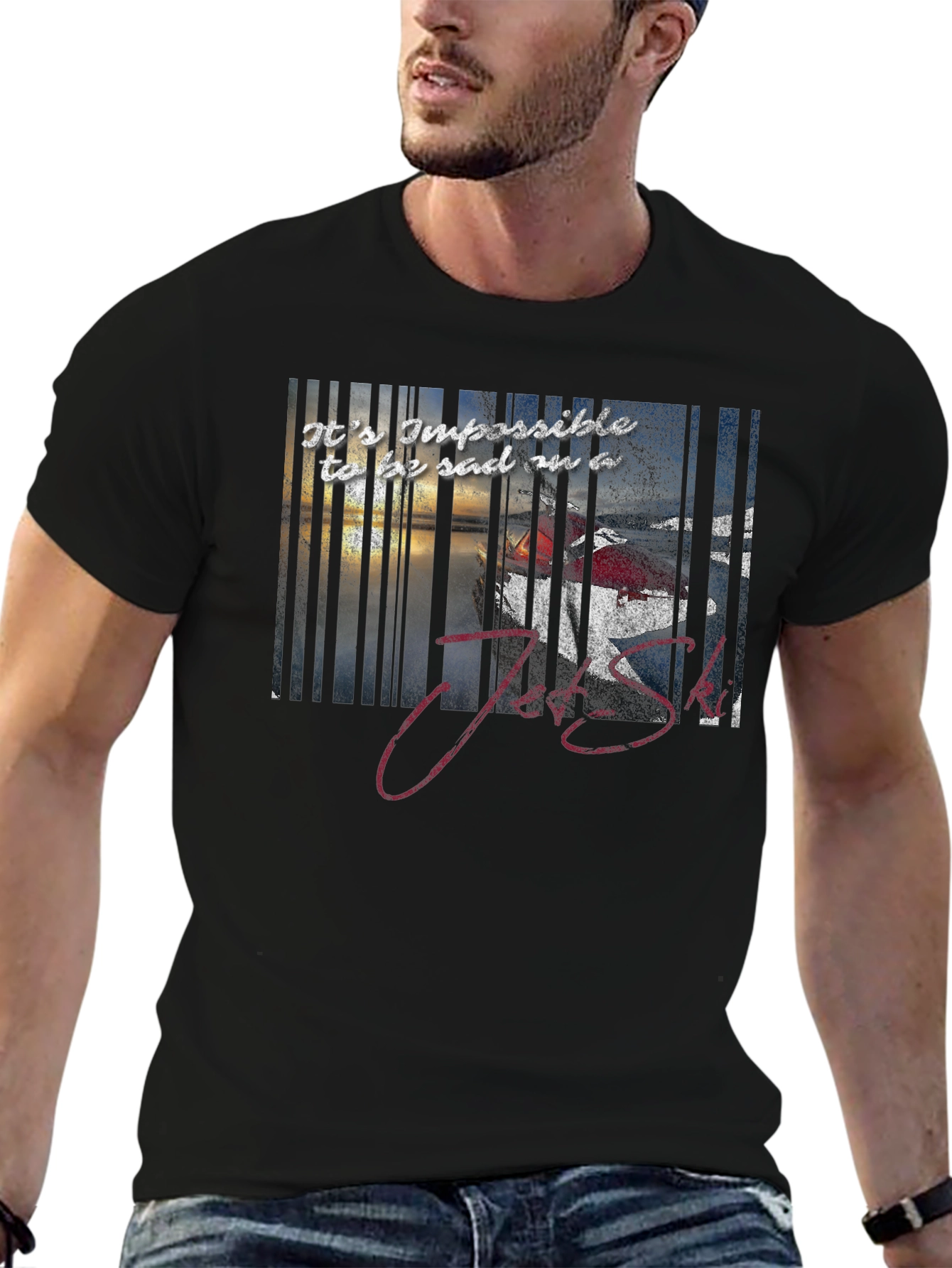 Jet Ski Impossible To Be Sad Mens T-Shirt