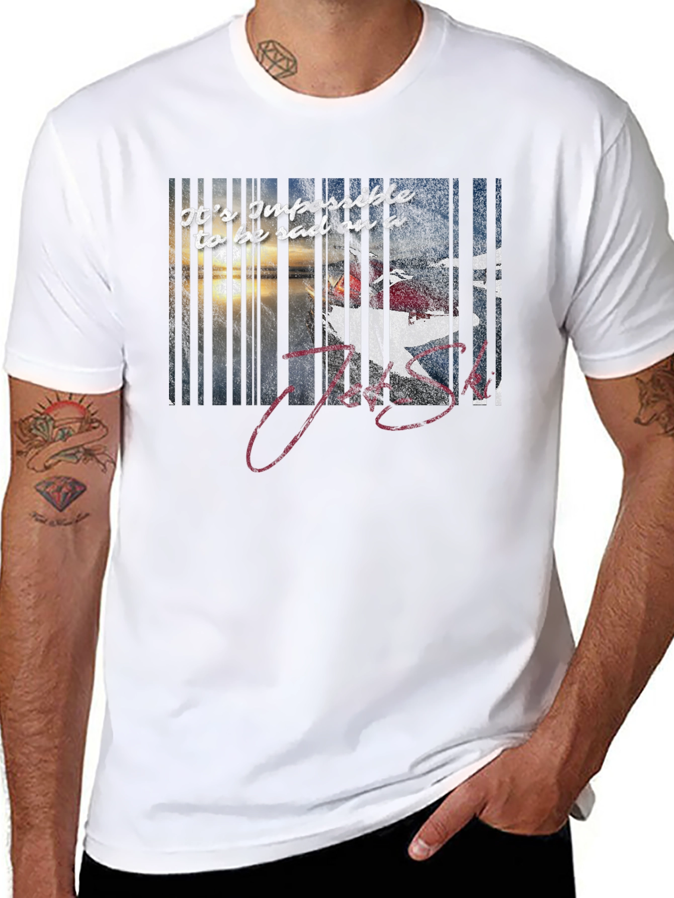 Jet Ski Impossible To Be Sad Mens T-Shirt