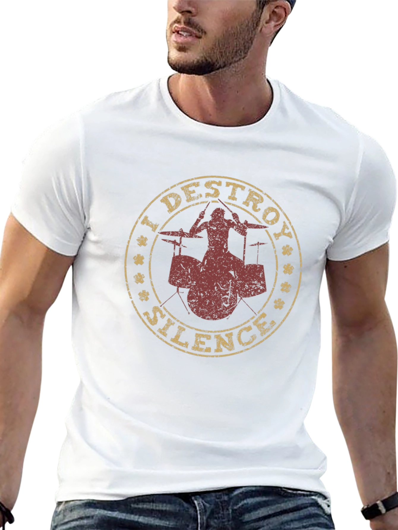 I Destroy Silence Drummer Graphic Tee - Black