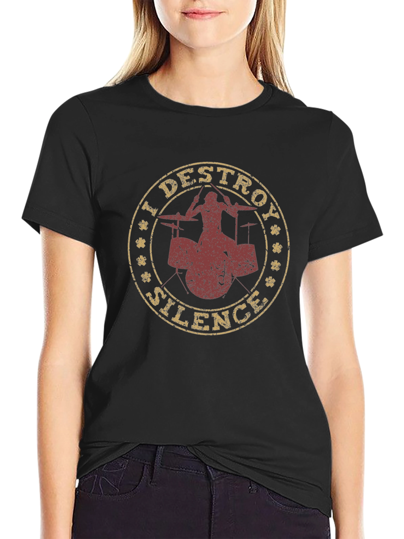 I Destroy Silence Drummer Graphic Tee - Black