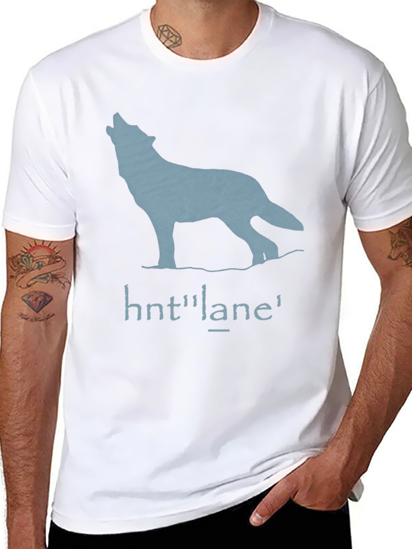 Wolf Graphic Print T-Shirt - Black