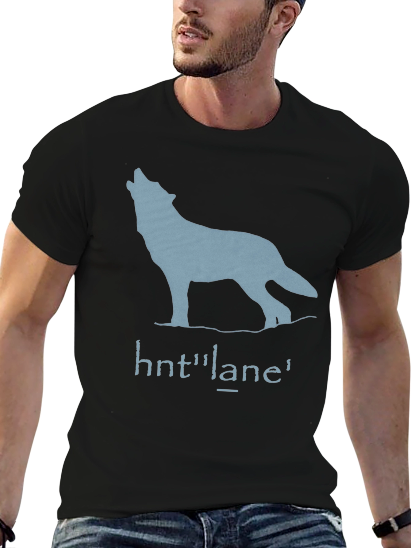 Wolf Graphic Print T-Shirt - Black