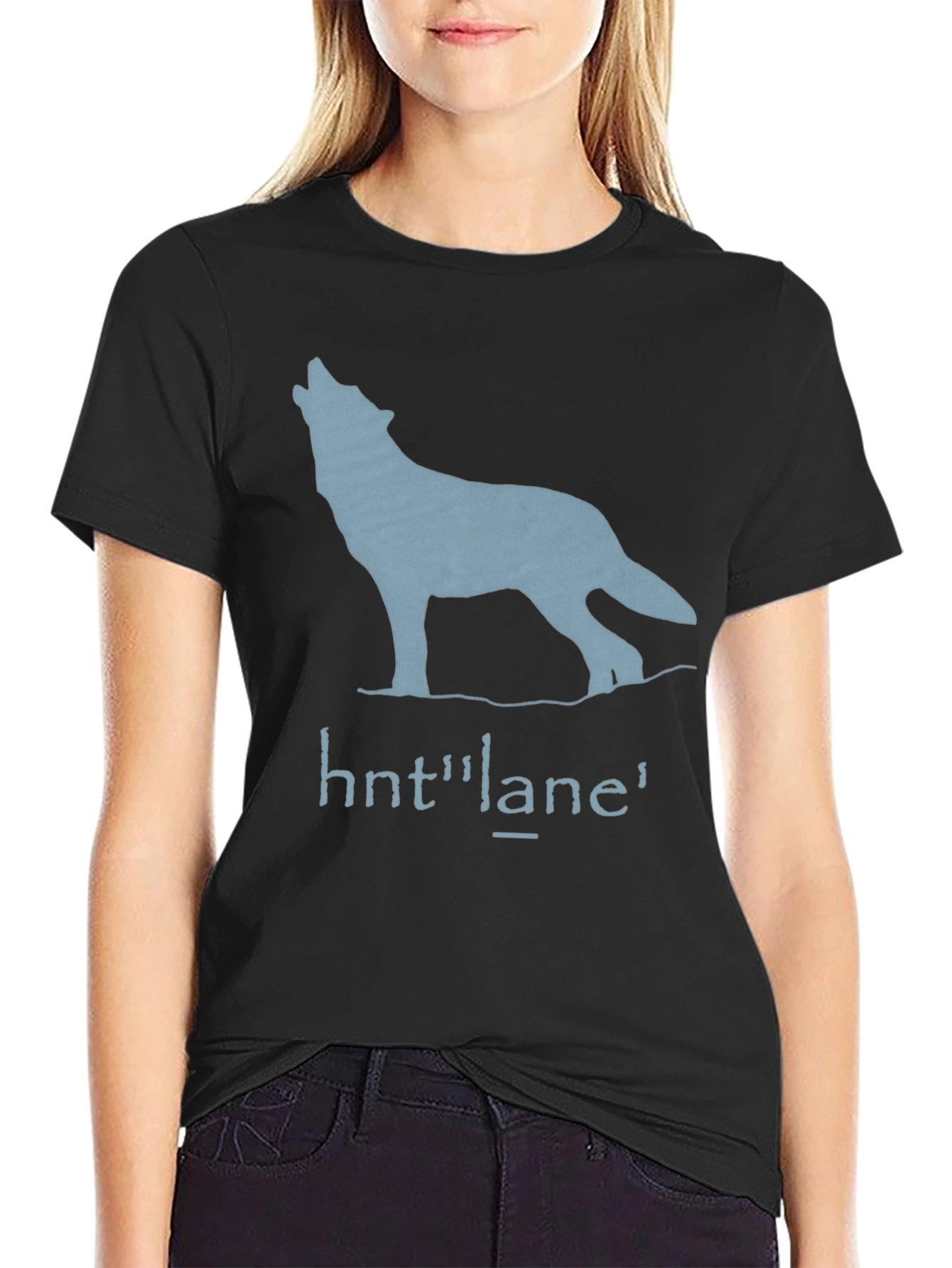 Wolf Graphic Print T-Shirt - Black