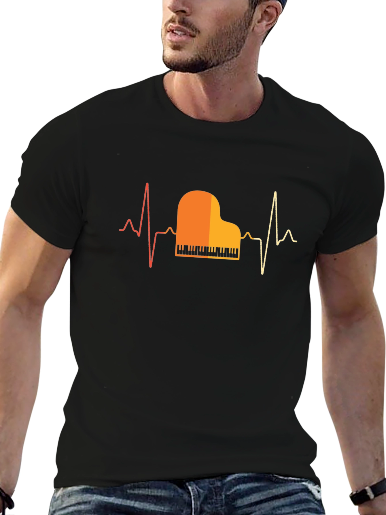 Piano Heartbeat Graphic Tee - Musician T-Shirt