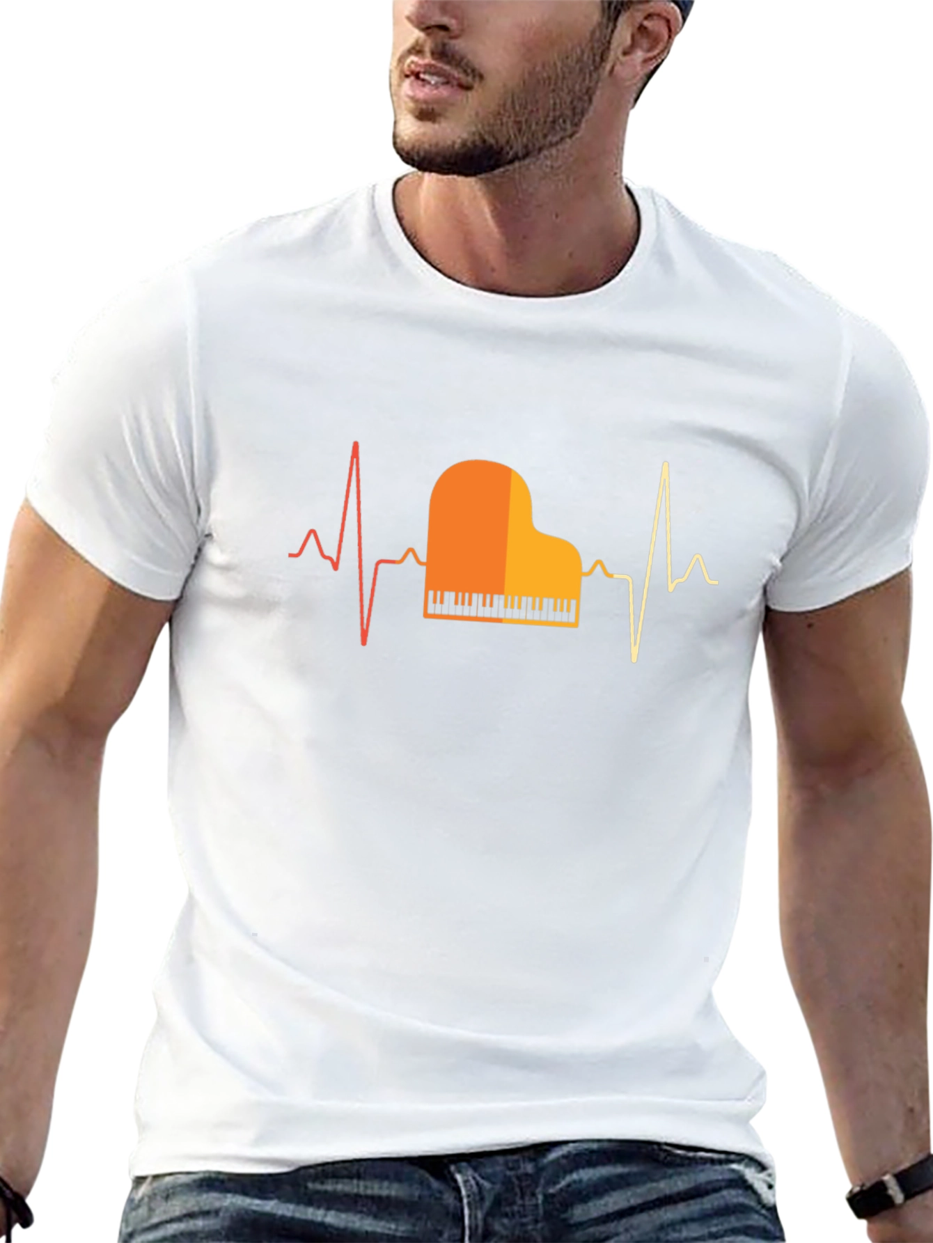 Piano Heartbeat Graphic Tee - Musician T-Shirt