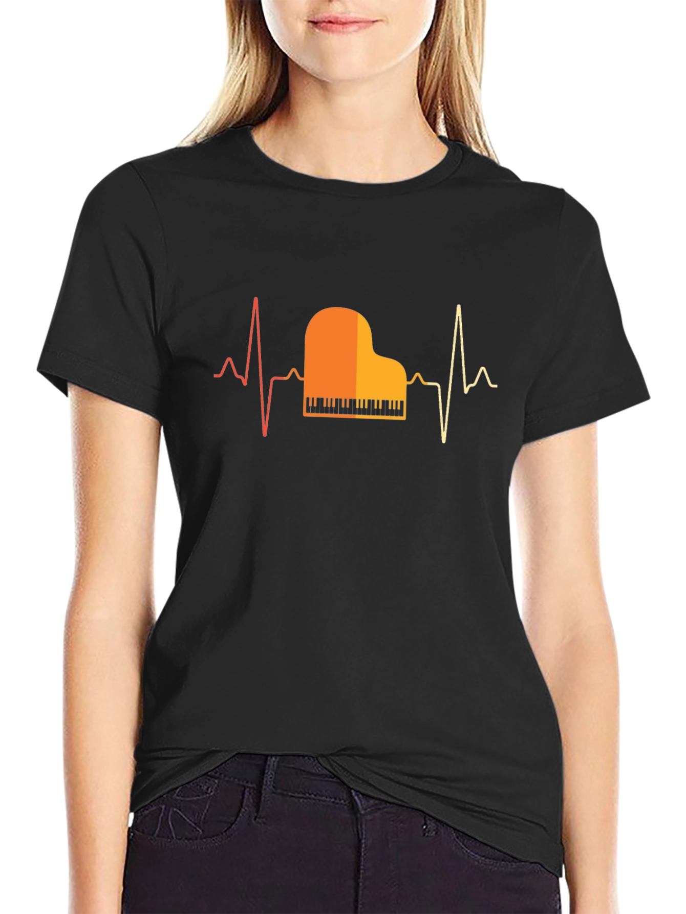Piano Heartbeat Graphic Tee - Musician T-Shirt