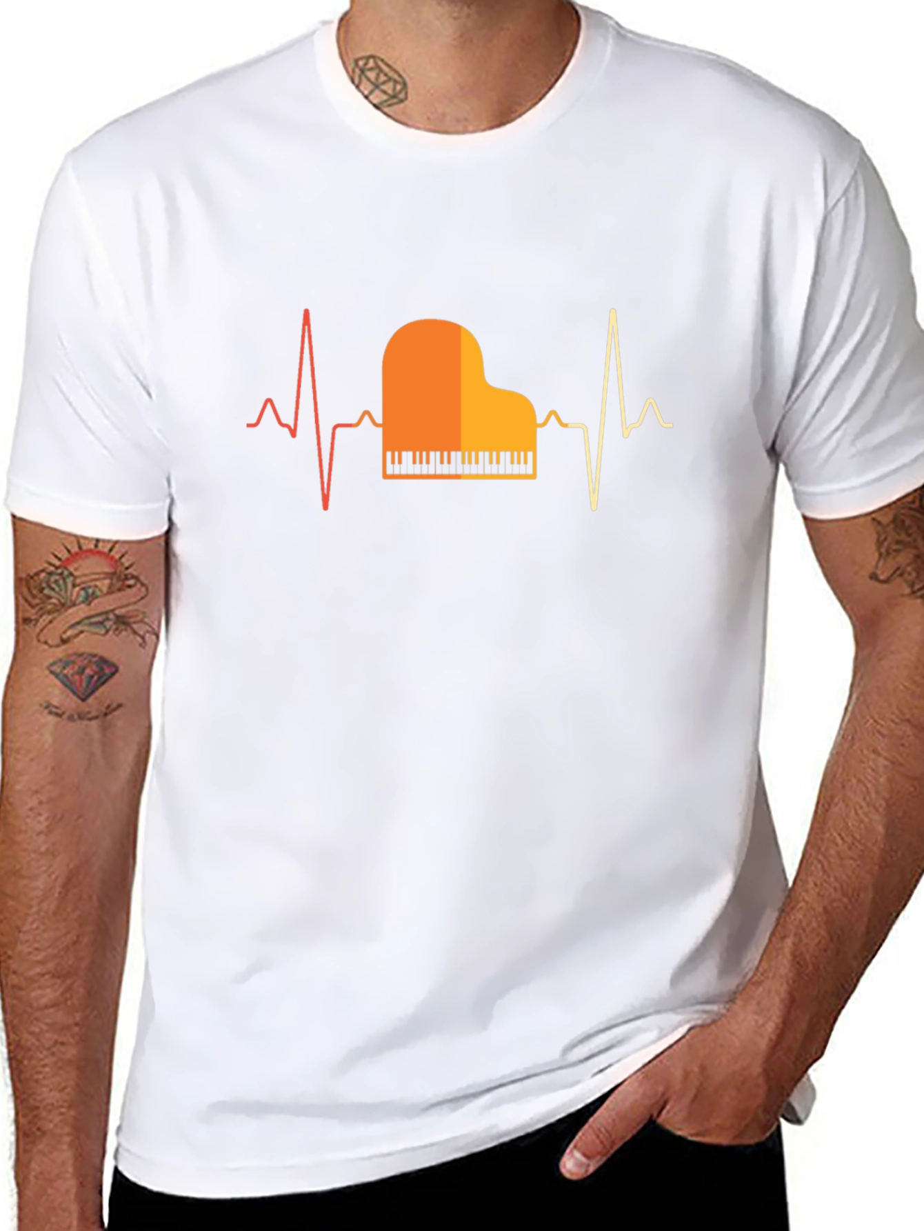 Piano Heartbeat Graphic Tee - Musician T-Shirt