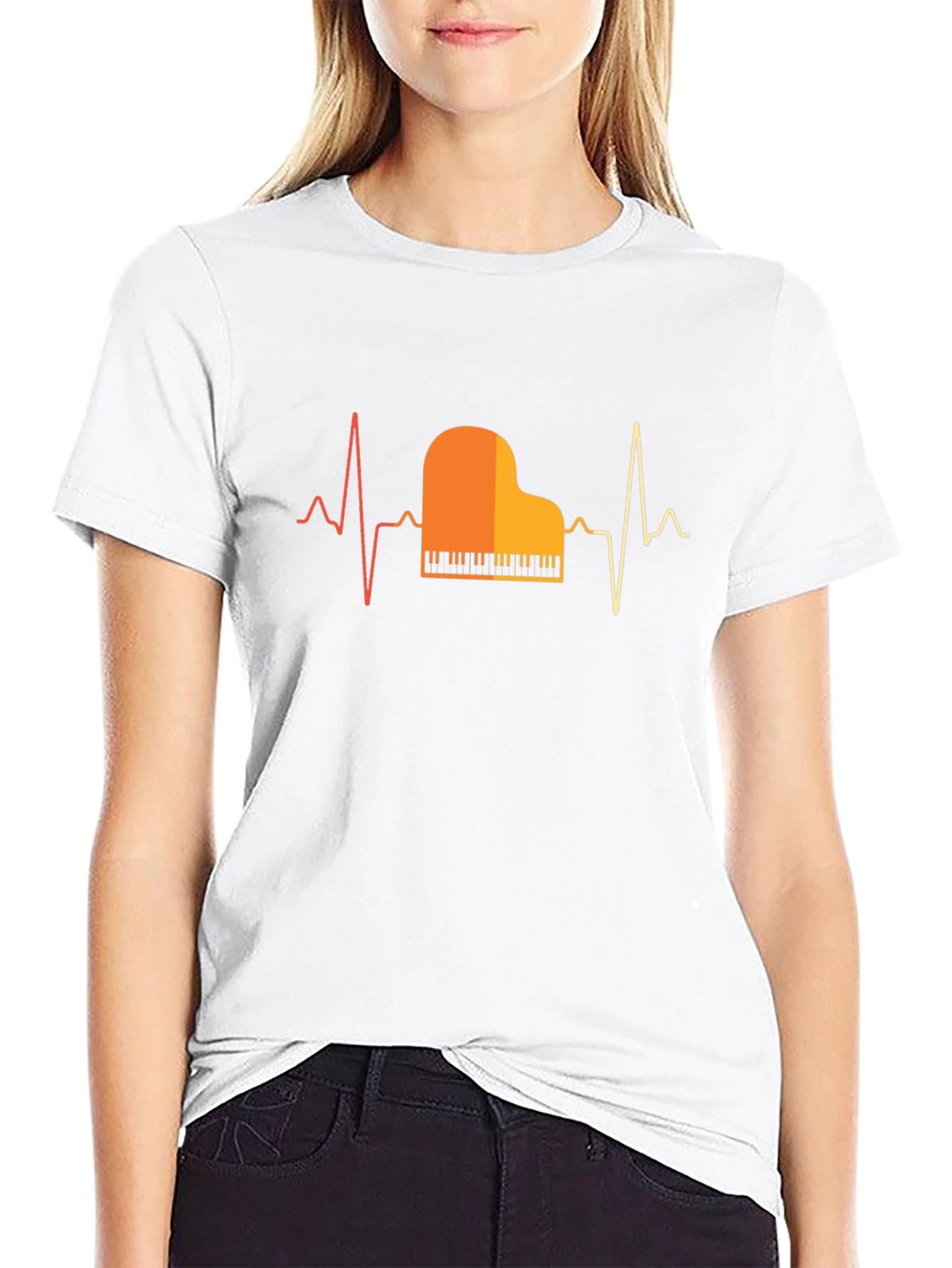 Piano Heartbeat Graphic Tee - Musician T-Shirt