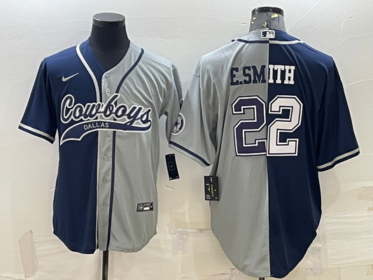 Men's Dallas Cowboys Emmitt Smith #22 Navy/Gray Game Jerseys Joint Edition