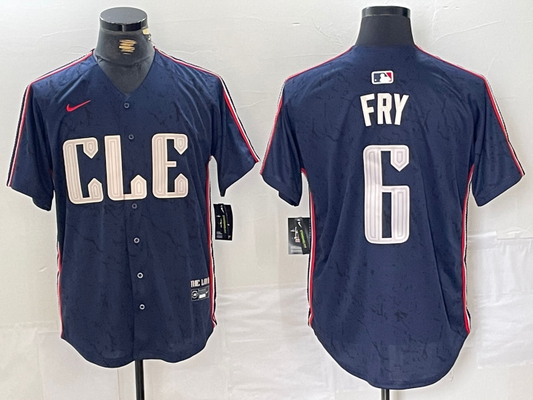 Men's Cleveland Guardians David Fry #6 Navy 2024 City Connect Limited Jerseys