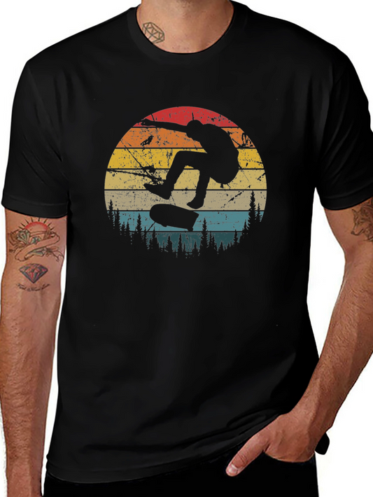 Skateboarding Sunset Graphic Tee - Retro Style