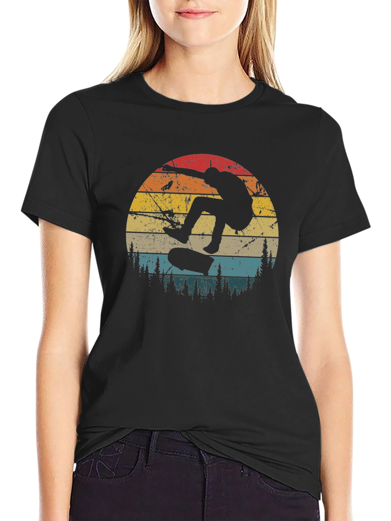 Skateboarding Sunset Graphic Tee - Retro Style