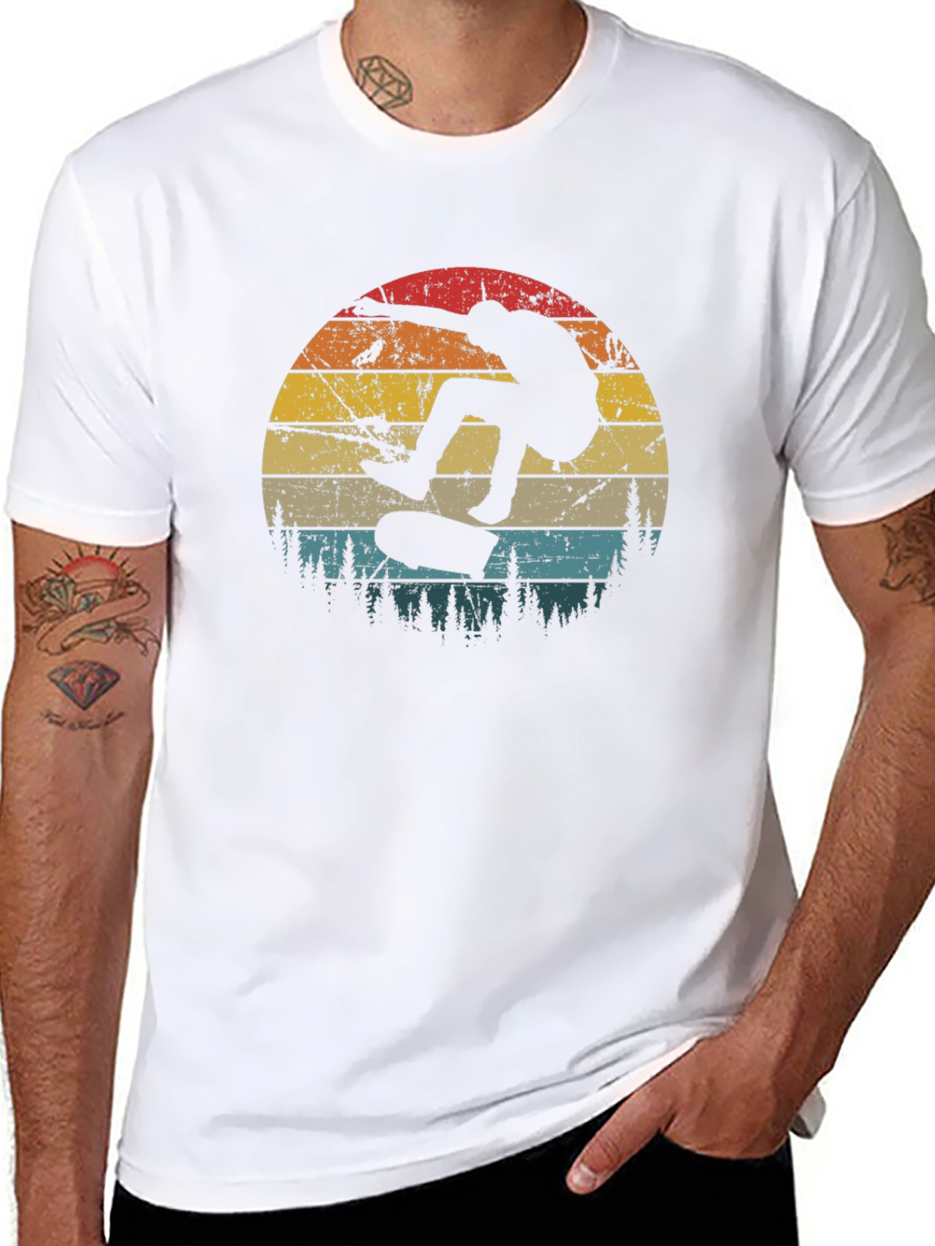 Skateboarding Sunset Graphic Tee - Retro Style