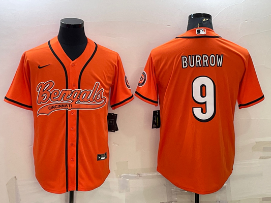Men's Cincinnati Bengals Joe Burrow #9 Orange Fashion Game Jerseys