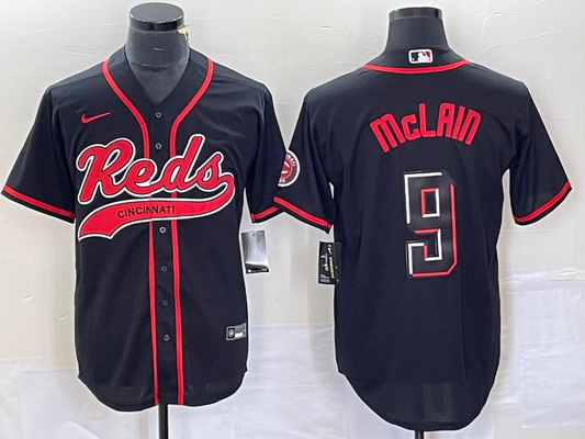 Men's Cincinnati Reds Matt McLain #9 Black Replica Player Jerseys Joint Edition