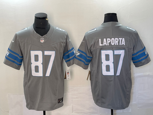 Men's Detroit Lions Sam LaPorta #87 Gray Game Jerseys
