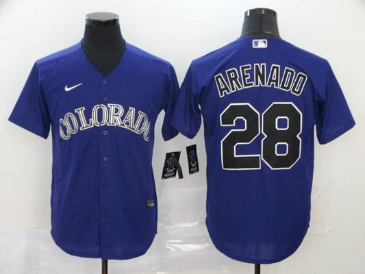 Men's Colorado Rockies Nolan Arenado #28 Purple Replica Baseball Jerseys