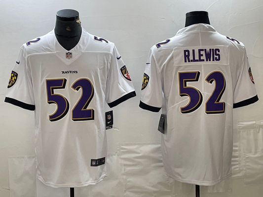 Men's Baltimore Ravens Ray Lewis #52 White Game Jerseys