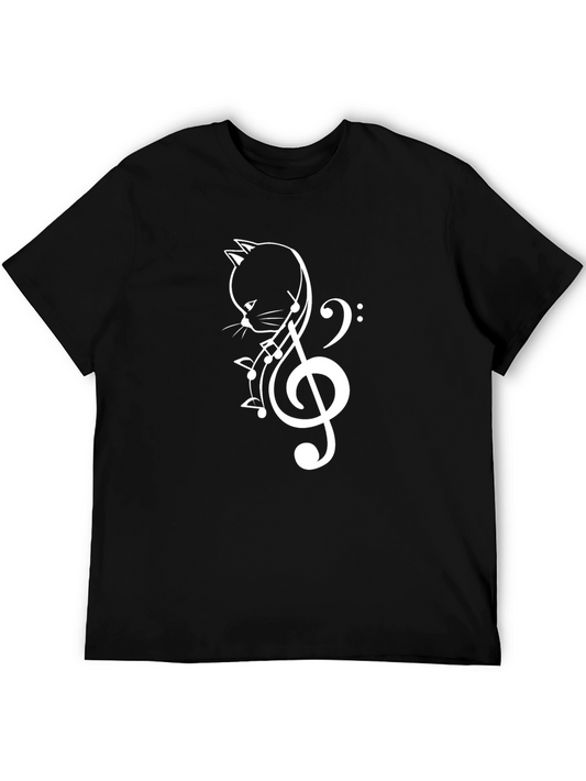 Music Cat Graphic Tee - Black