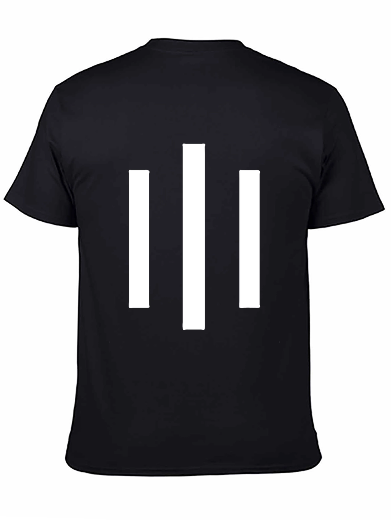 Mens Black T-Shirt with Bold White Stripe Design