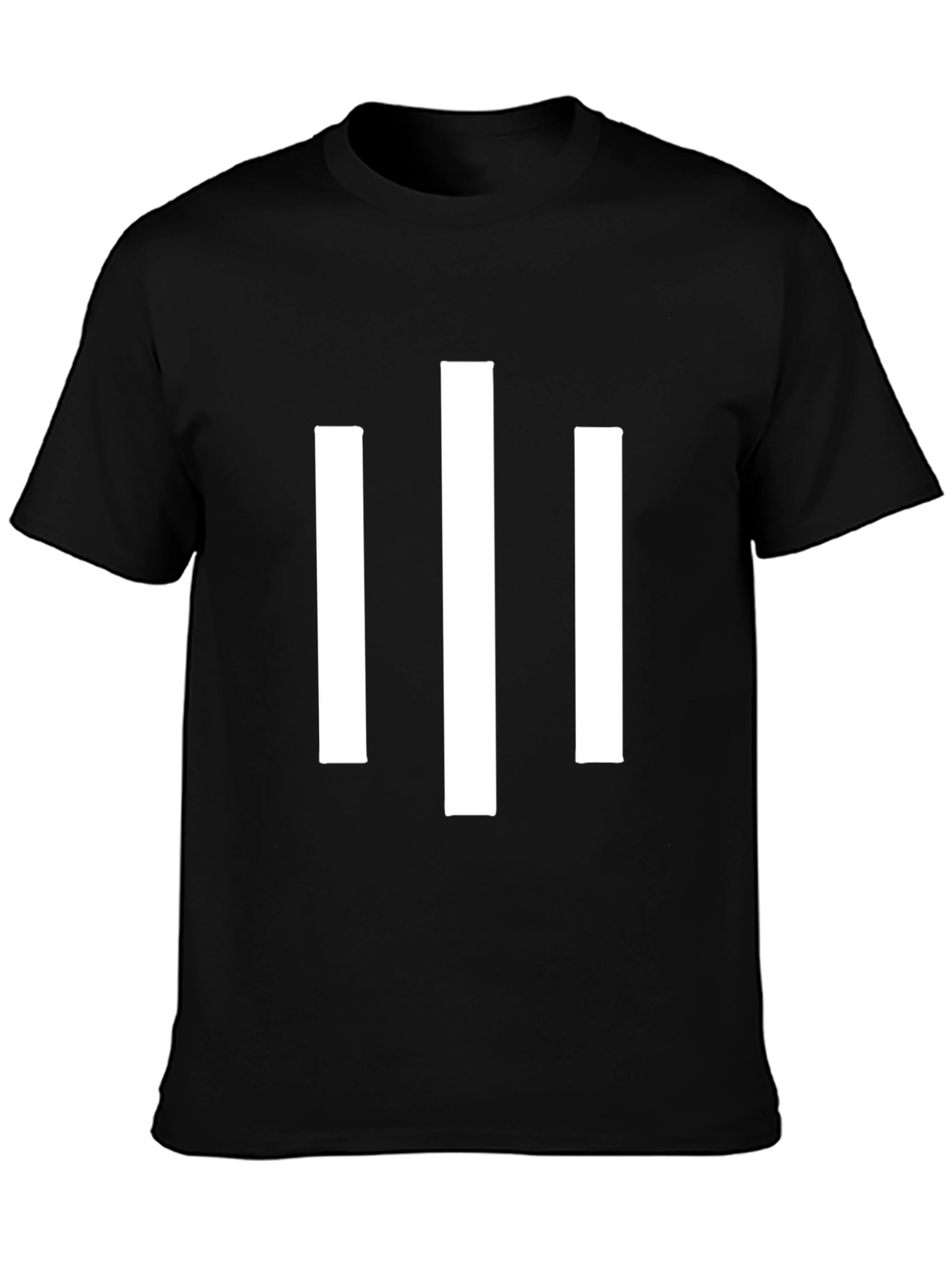 Mens Black T-Shirt with Bold White Stripe Design
