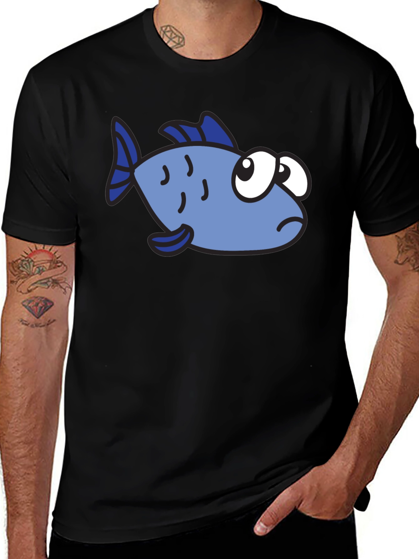 Cartoon Fish Graphic T-Shirt