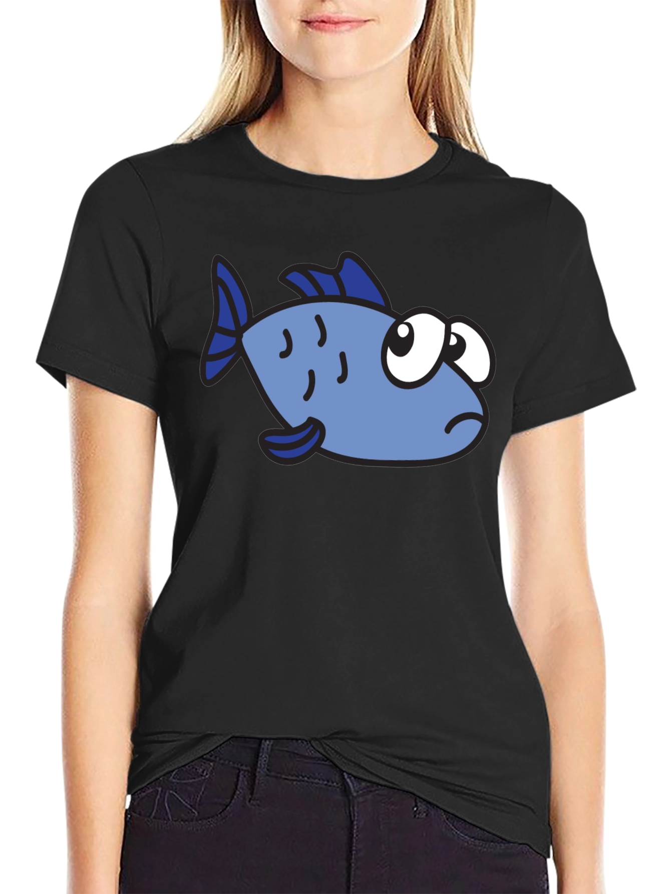 Cartoon Fish Graphic T-Shirt