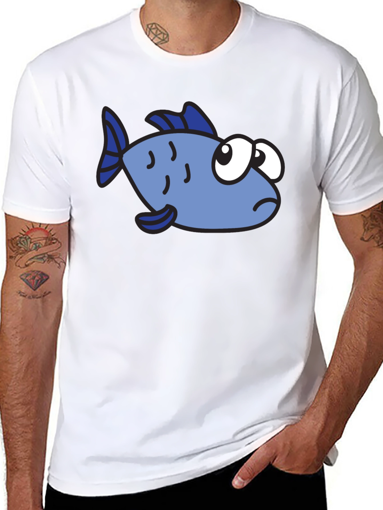Cartoon Fish Graphic T-Shirt