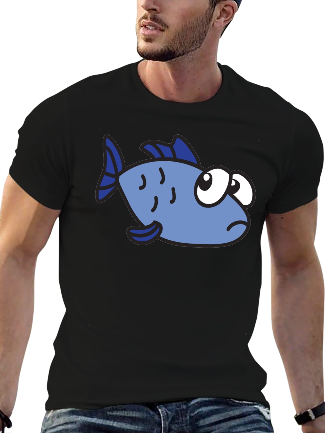 Cartoon Fish Graphic T-Shirt