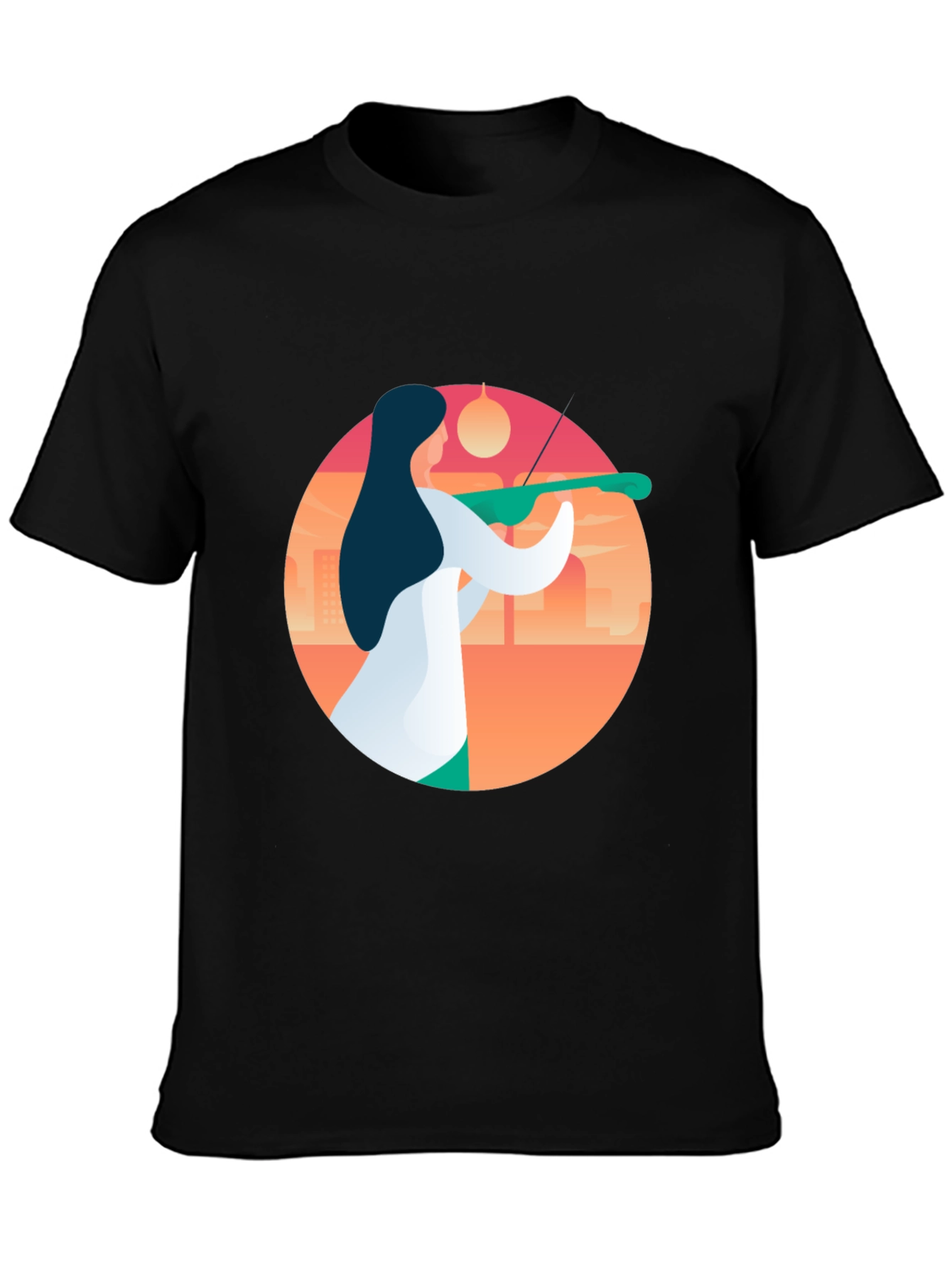 Abstract Musician Graphic Tee - Black
