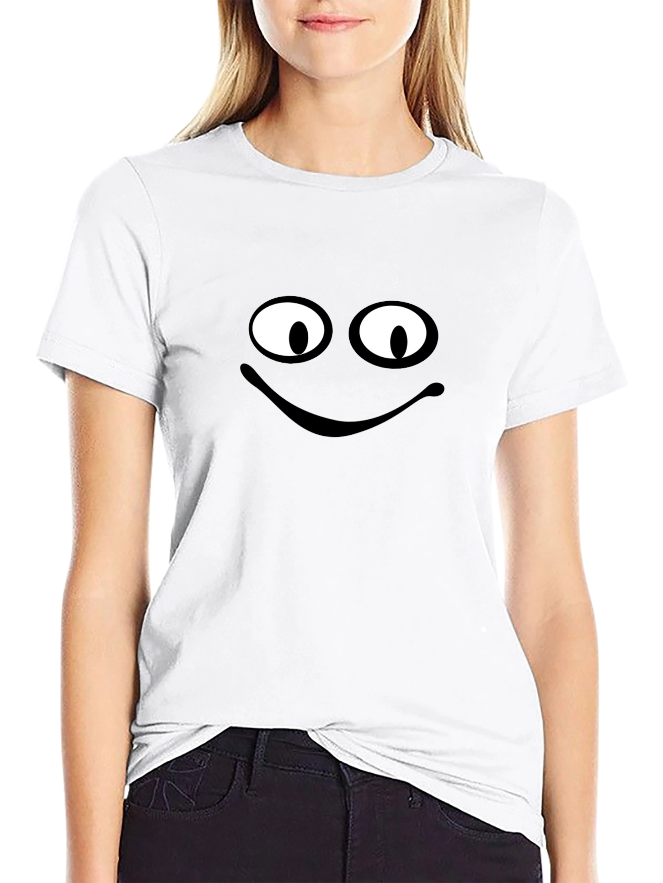 Smiling Face Graphic Black T-Shirt