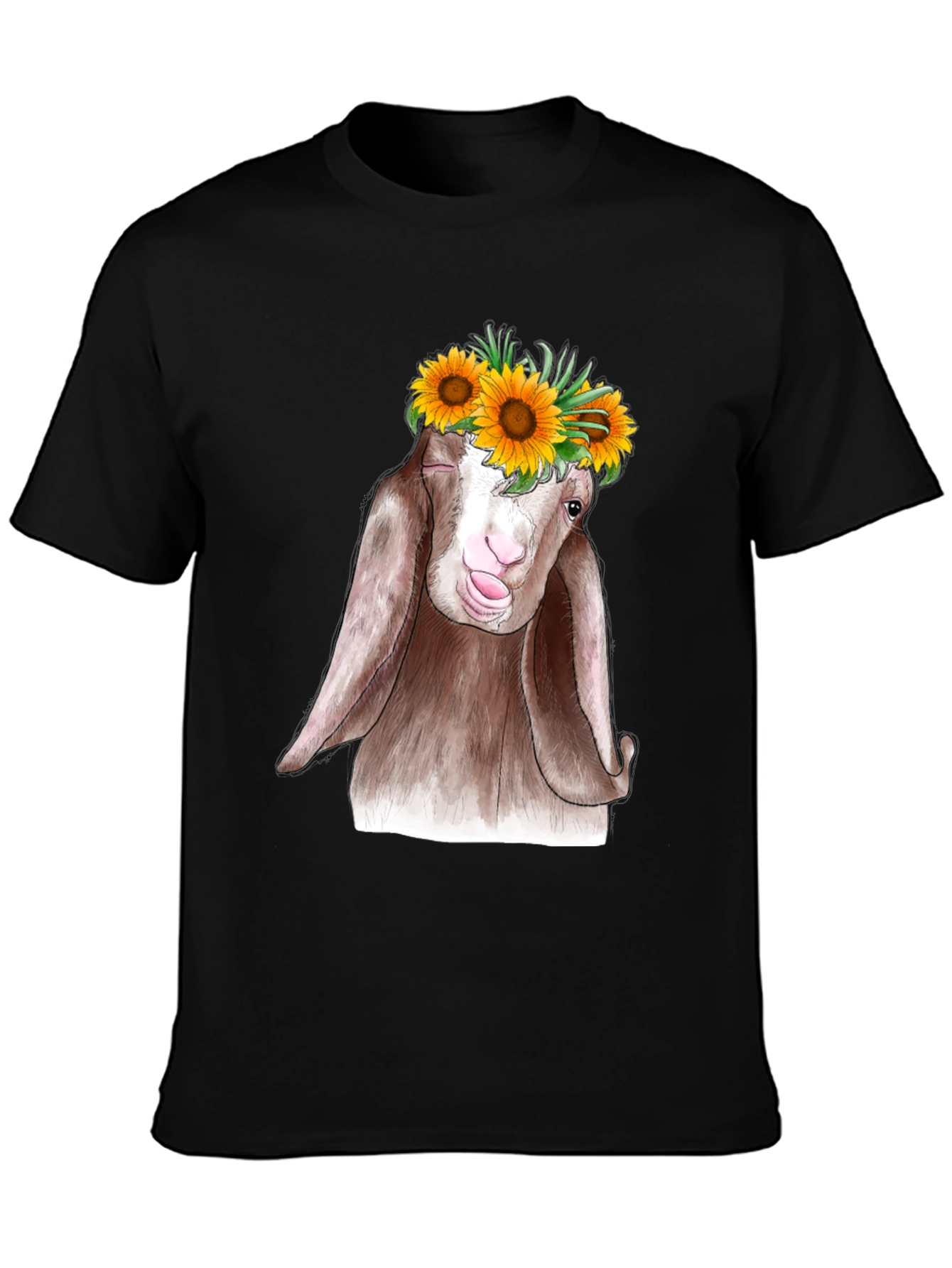 Goat Sunflower T-Shirt - Whimsical Graphic Tee
