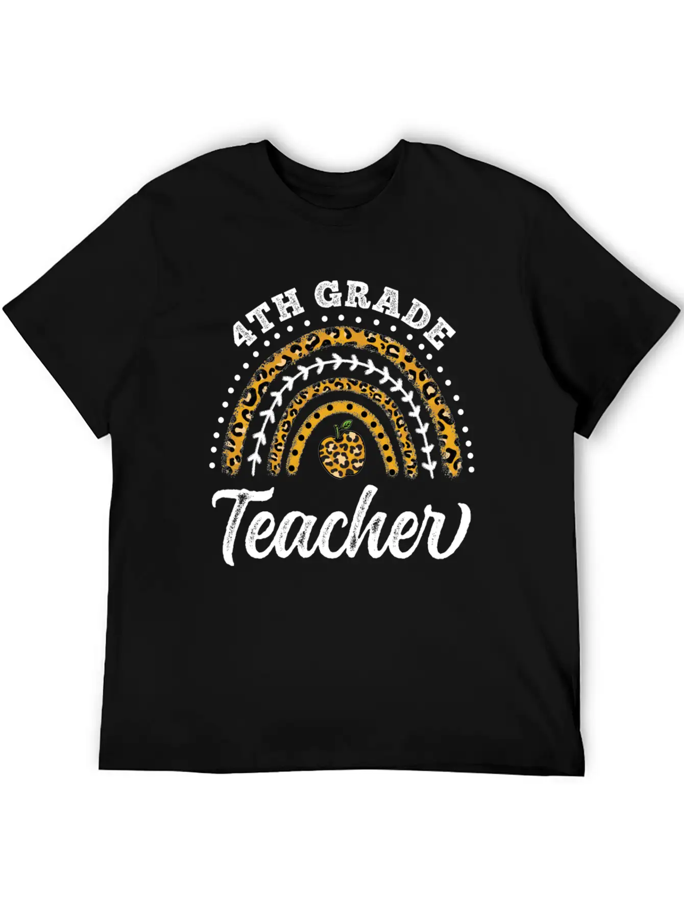4th Grade Teacher Leopard Rainbow Back To School Stylish Everyday T-Shirt – Unisex Basic Cotton Tee