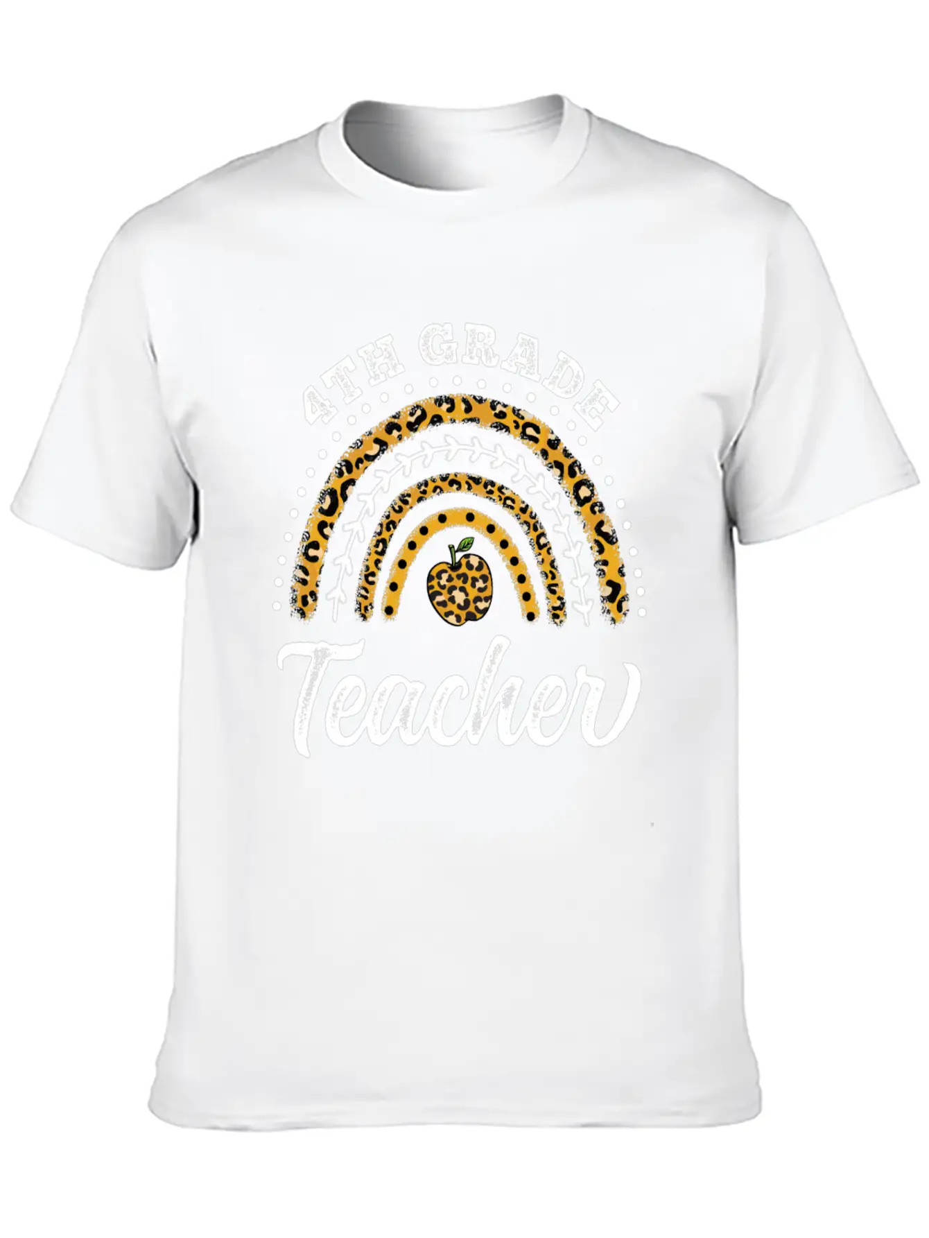 4th Grade Teacher Leopard Rainbow Back To School Stylish Everyday T-Shirt – Unisex Basic Cotton Tee