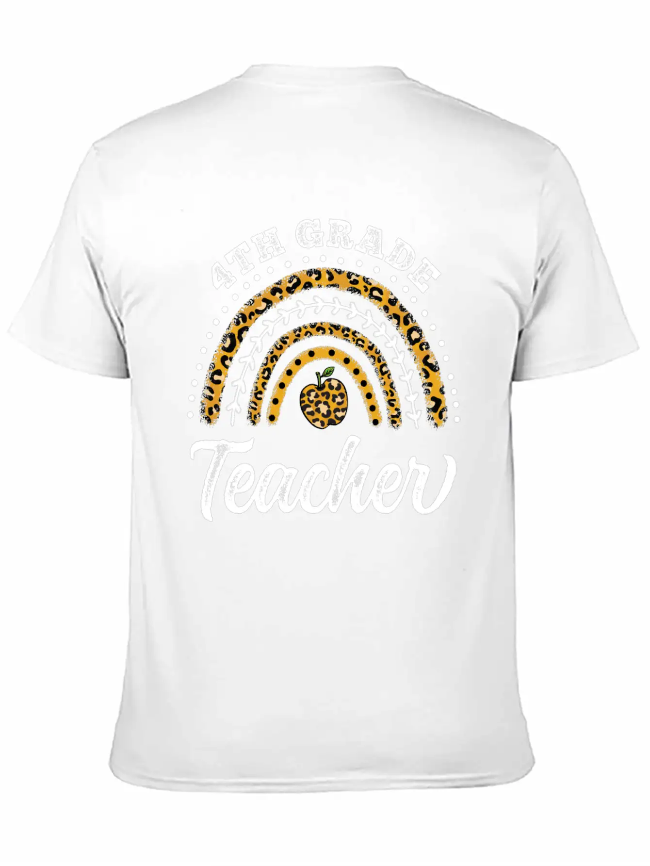4th Grade Teacher Leopard Rainbow Back To School Stylish Everyday T-Shirt – Unisex Basic Cotton Tee