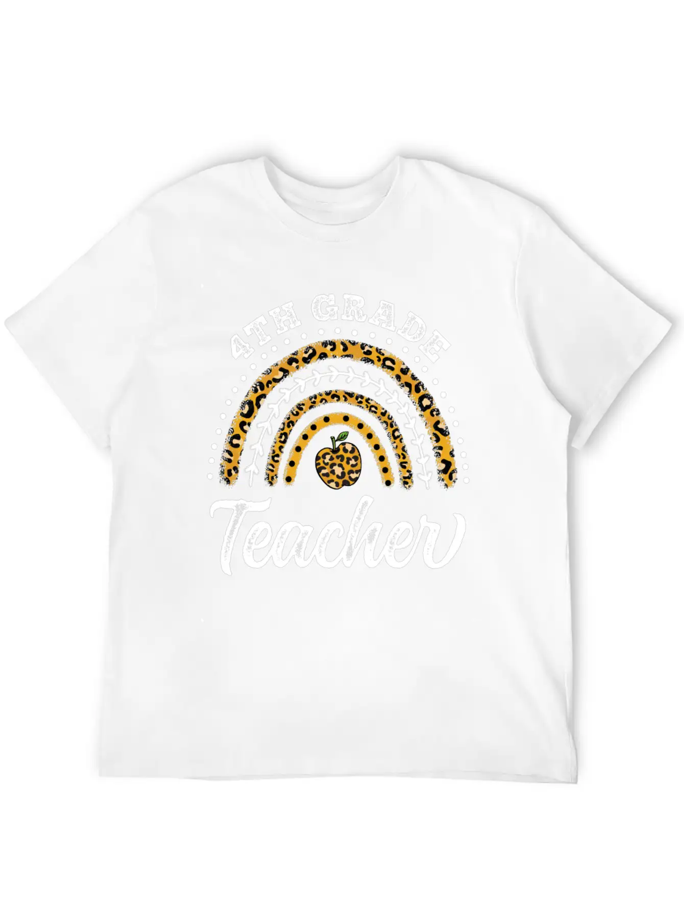 4th Grade Teacher Leopard Rainbow Back To School Stylish Everyday T-Shirt – Unisex Basic Cotton Tee