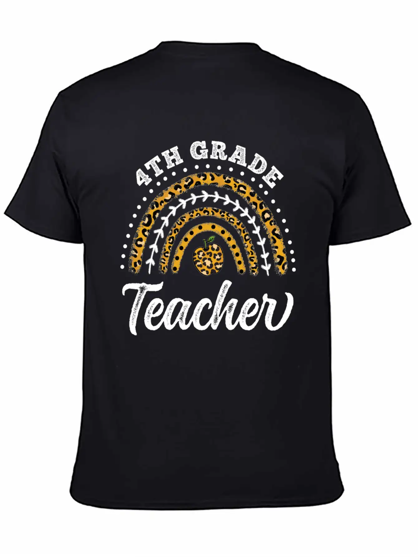 4th Grade Teacher Leopard Rainbow Back To School Stylish Everyday T-Shirt – Unisex Basic Cotton Tee