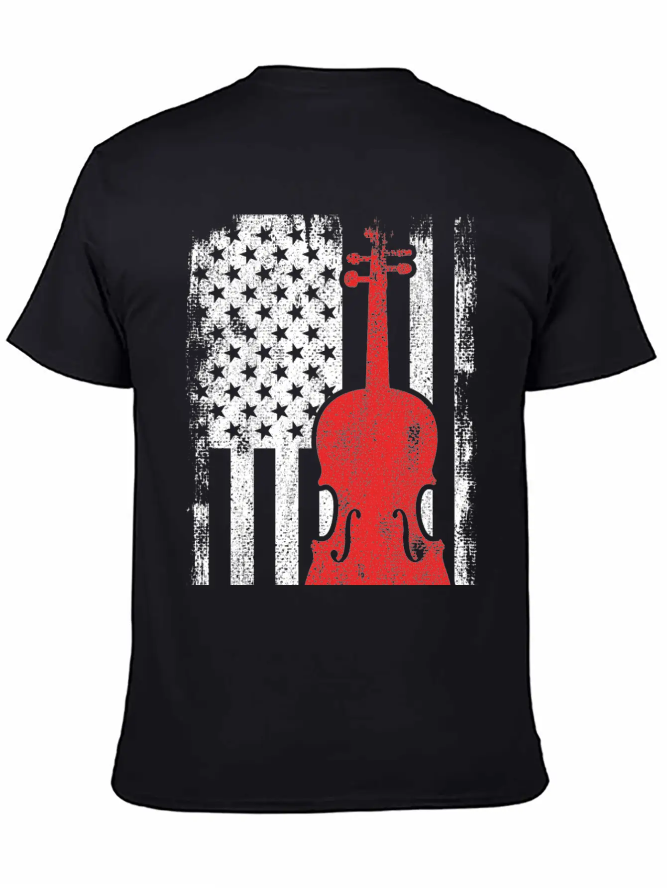 4th Of July USA Violin Unisex Short Sleeve Soft Cotton T-Shirt – Casual Everyday Wear