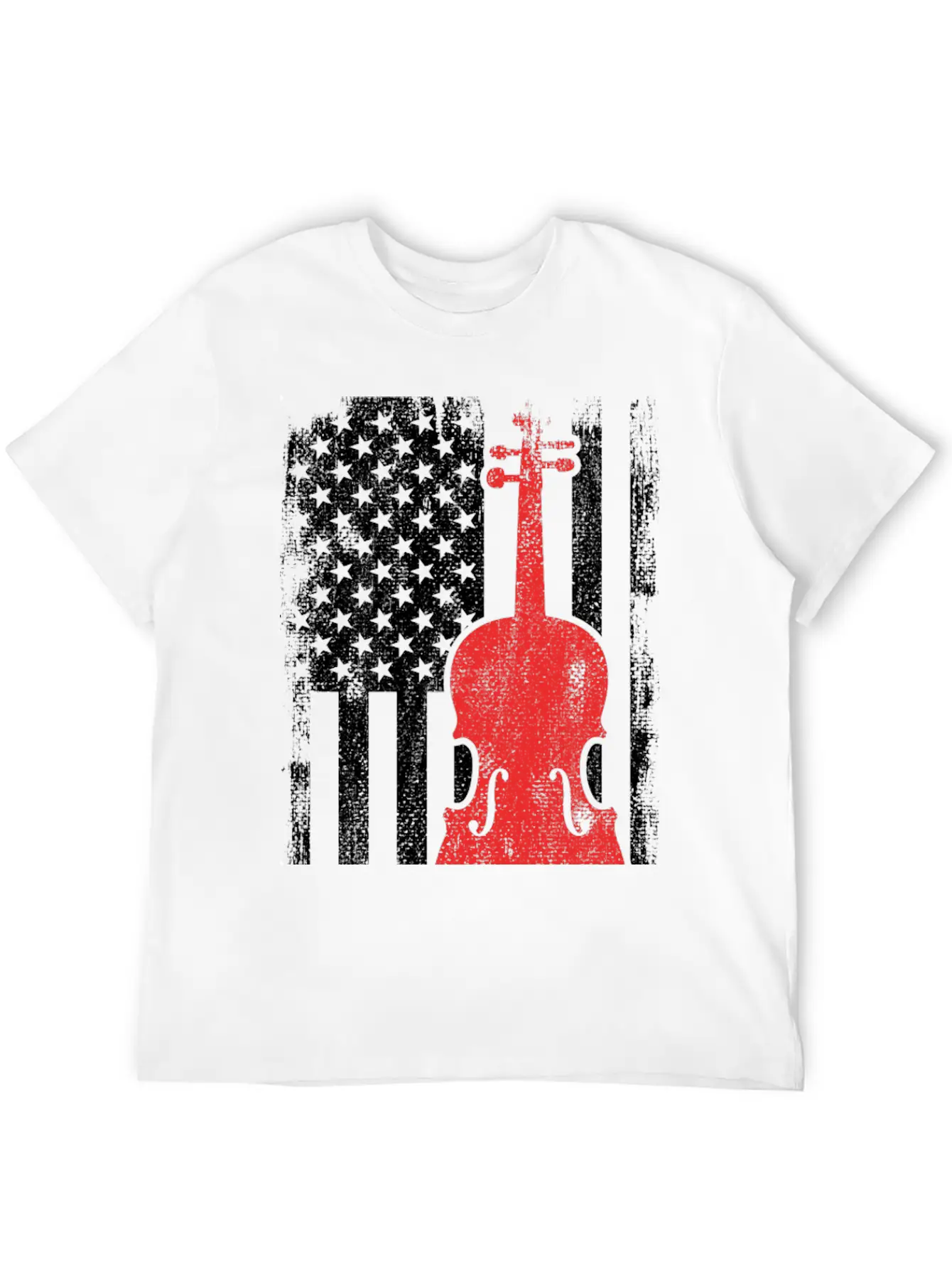 4th Of July USA Violin Unisex Short Sleeve Soft Cotton T-Shirt – Casual Everyday Wear