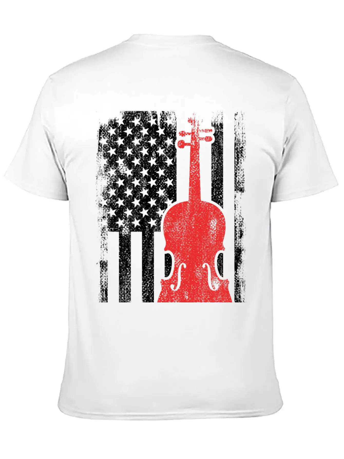 4th Of July USA Violin Unisex Short Sleeve Soft Cotton T-Shirt – Casual Everyday Wear