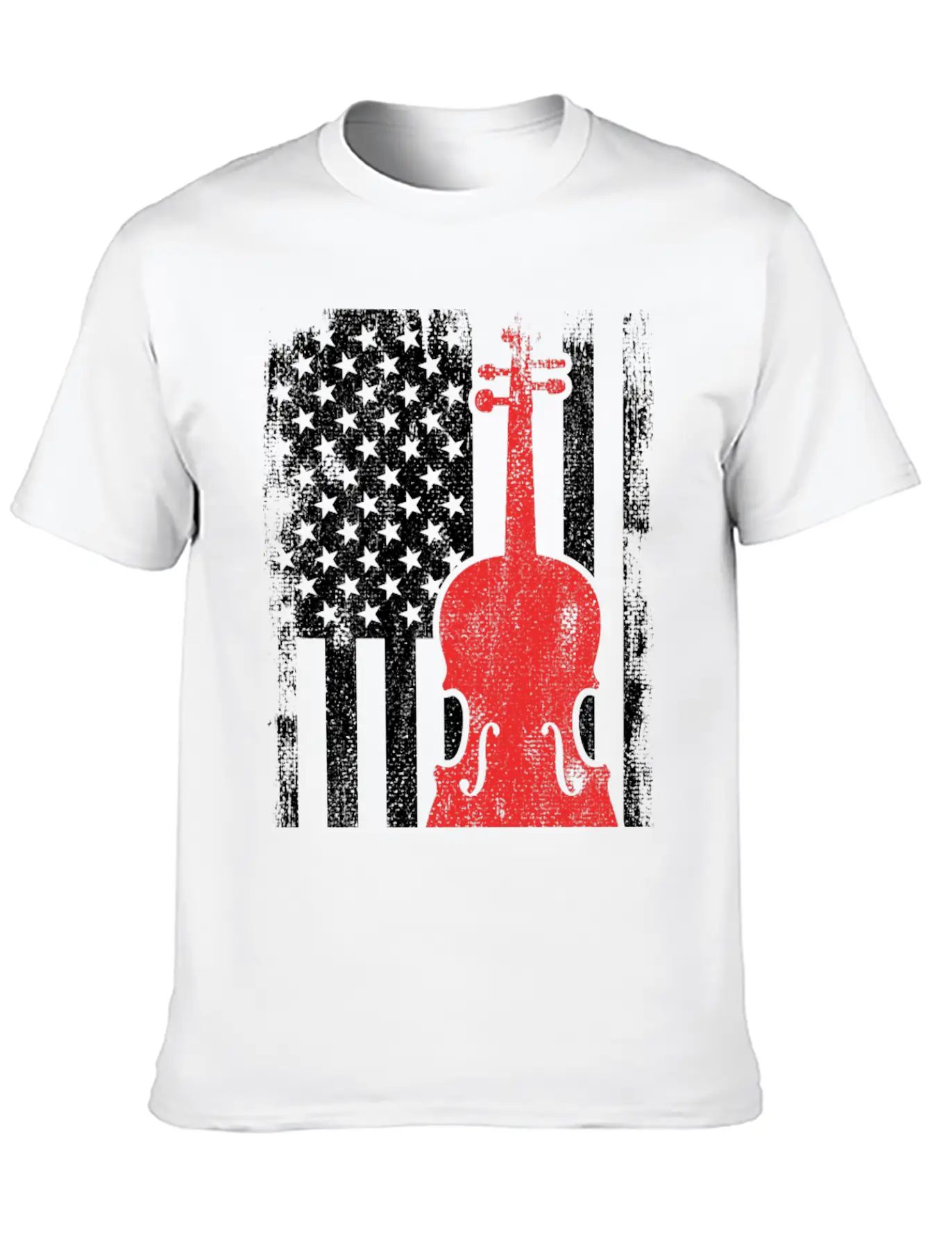 4th Of July USA Violin Unisex Short Sleeve Soft Cotton T-Shirt – Casual Everyday Wear