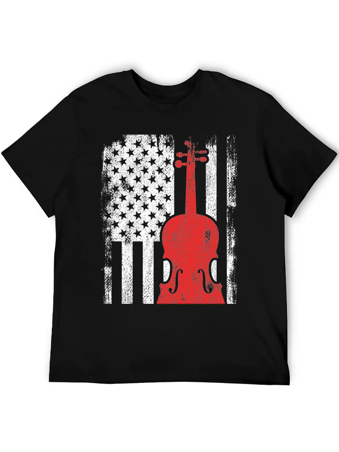 4th Of July USA Violin Unisex Short Sleeve Soft Cotton T-Shirt – Casual Everyday Wear
