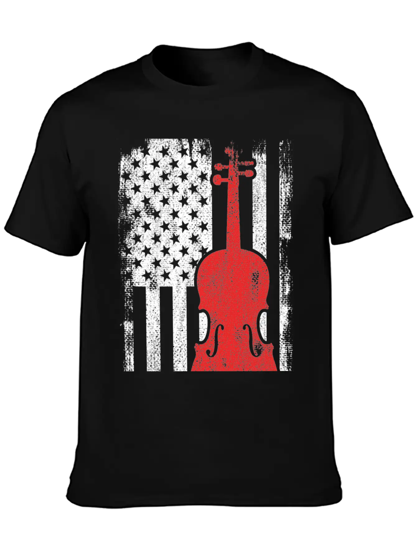 4th Of July USA Violin Unisex Short Sleeve Soft Cotton T-Shirt – Casual Everyday Wear