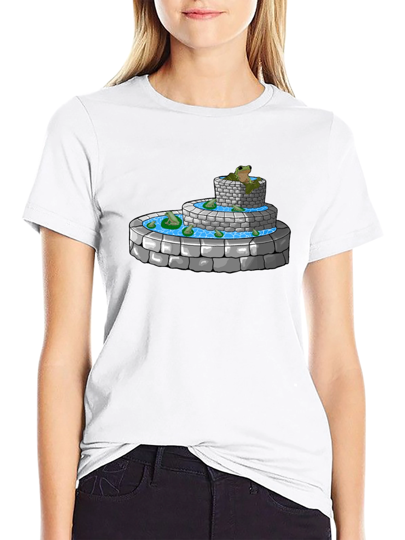Frog Fountain Graphic Tee - Black