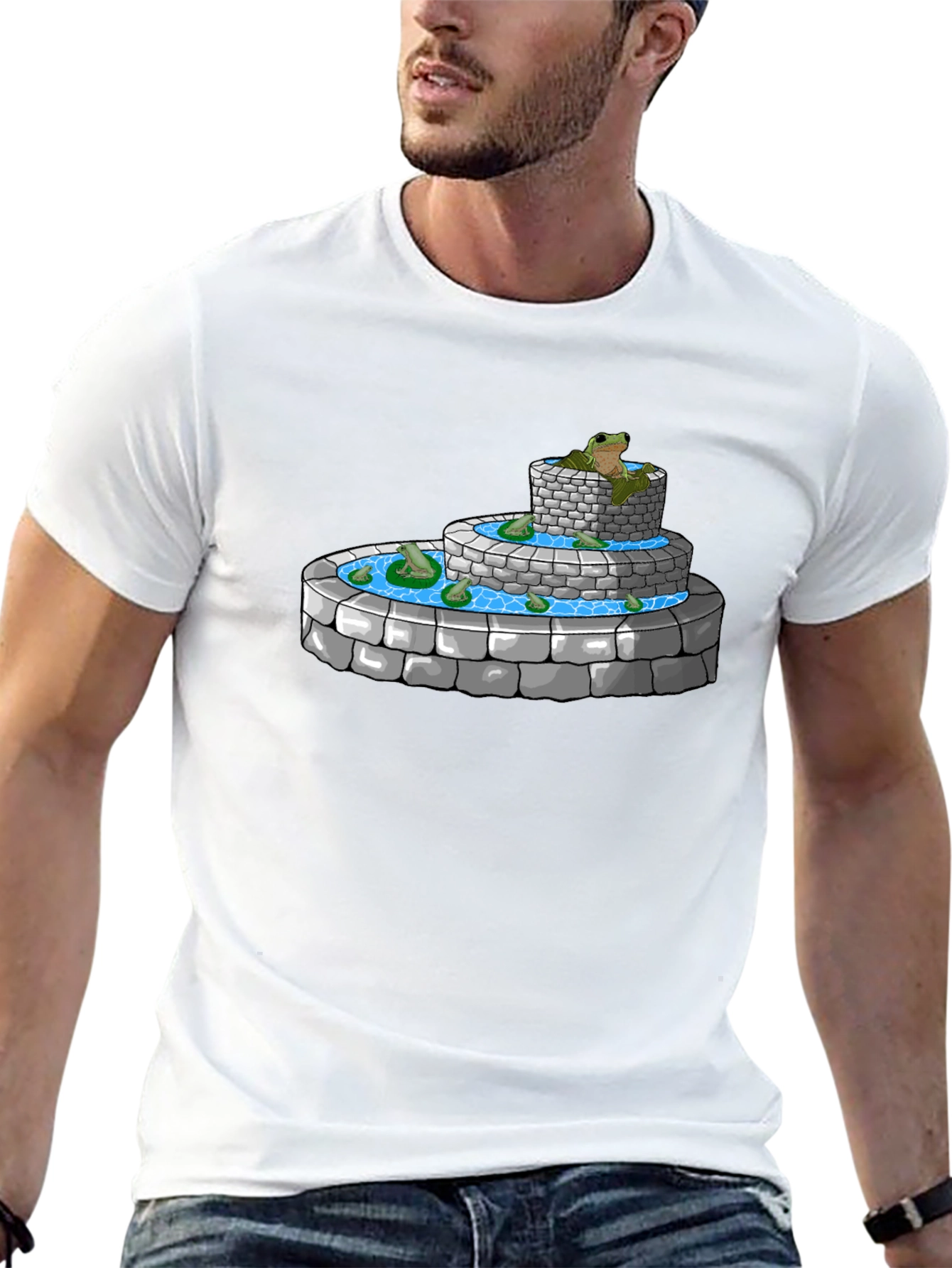 Frog Fountain Graphic Tee - Black