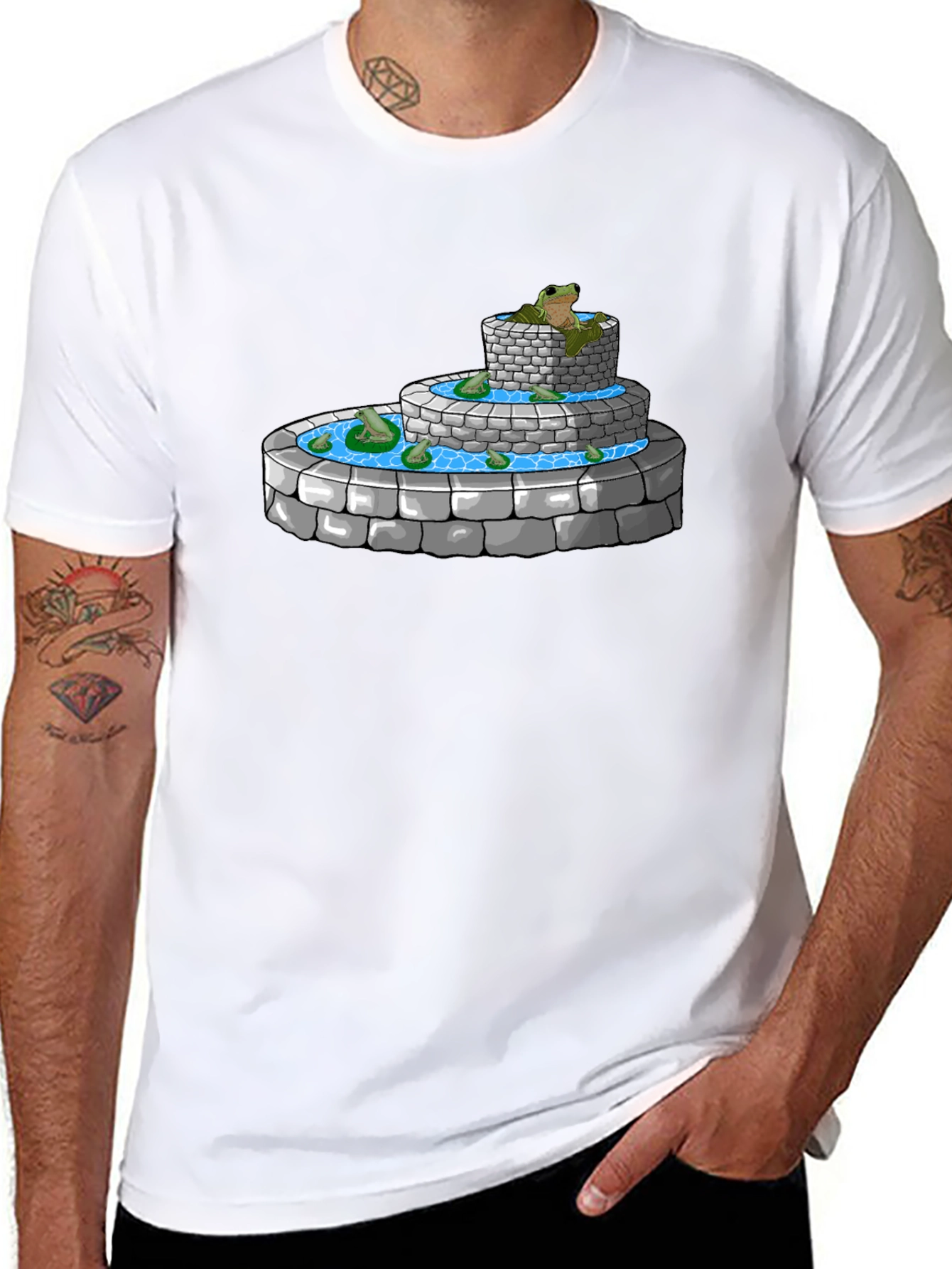 Frog Fountain Graphic Tee - Black
