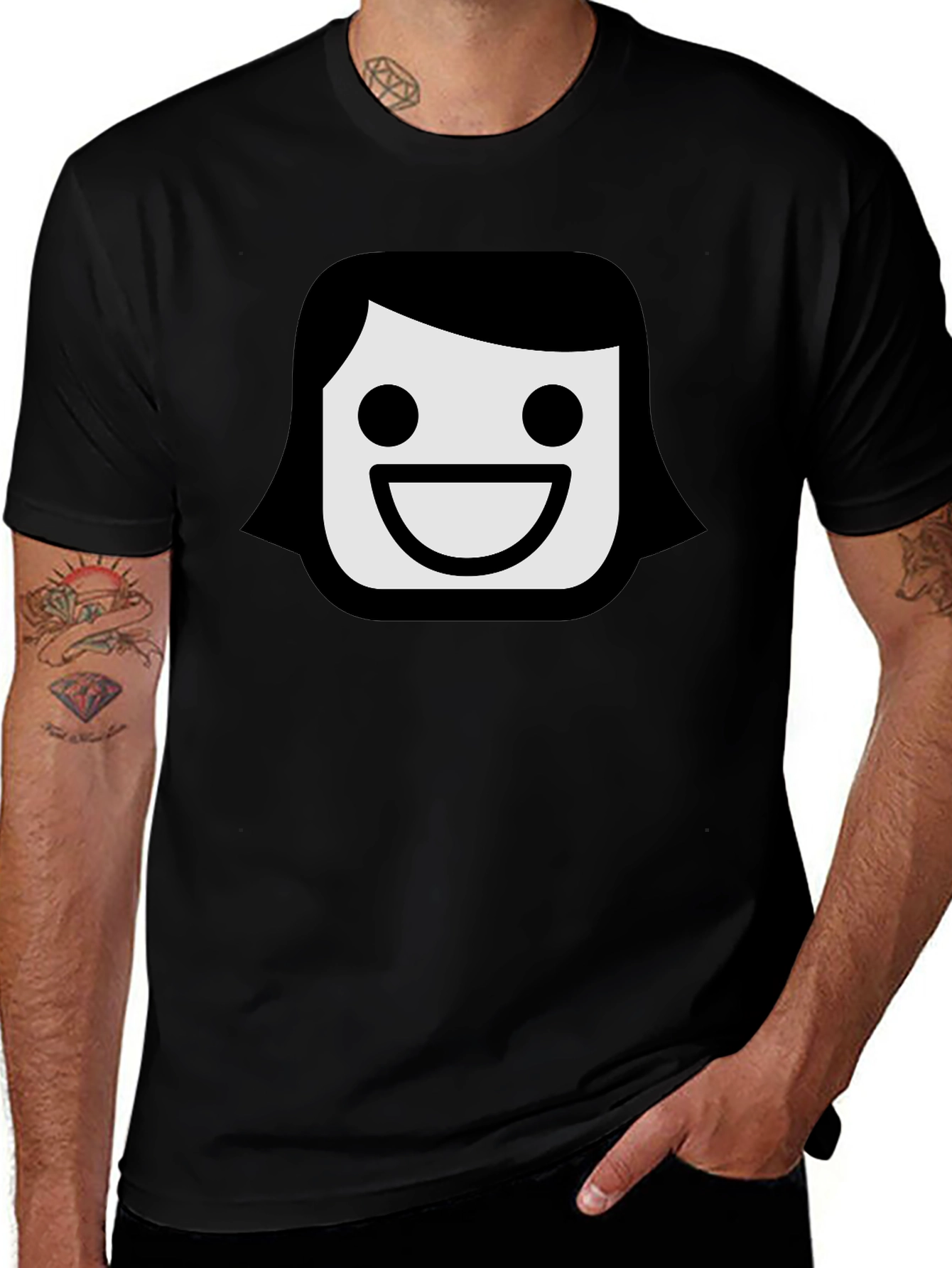 Smiling Face Emoji T-Shirt - Black Graphic Tee