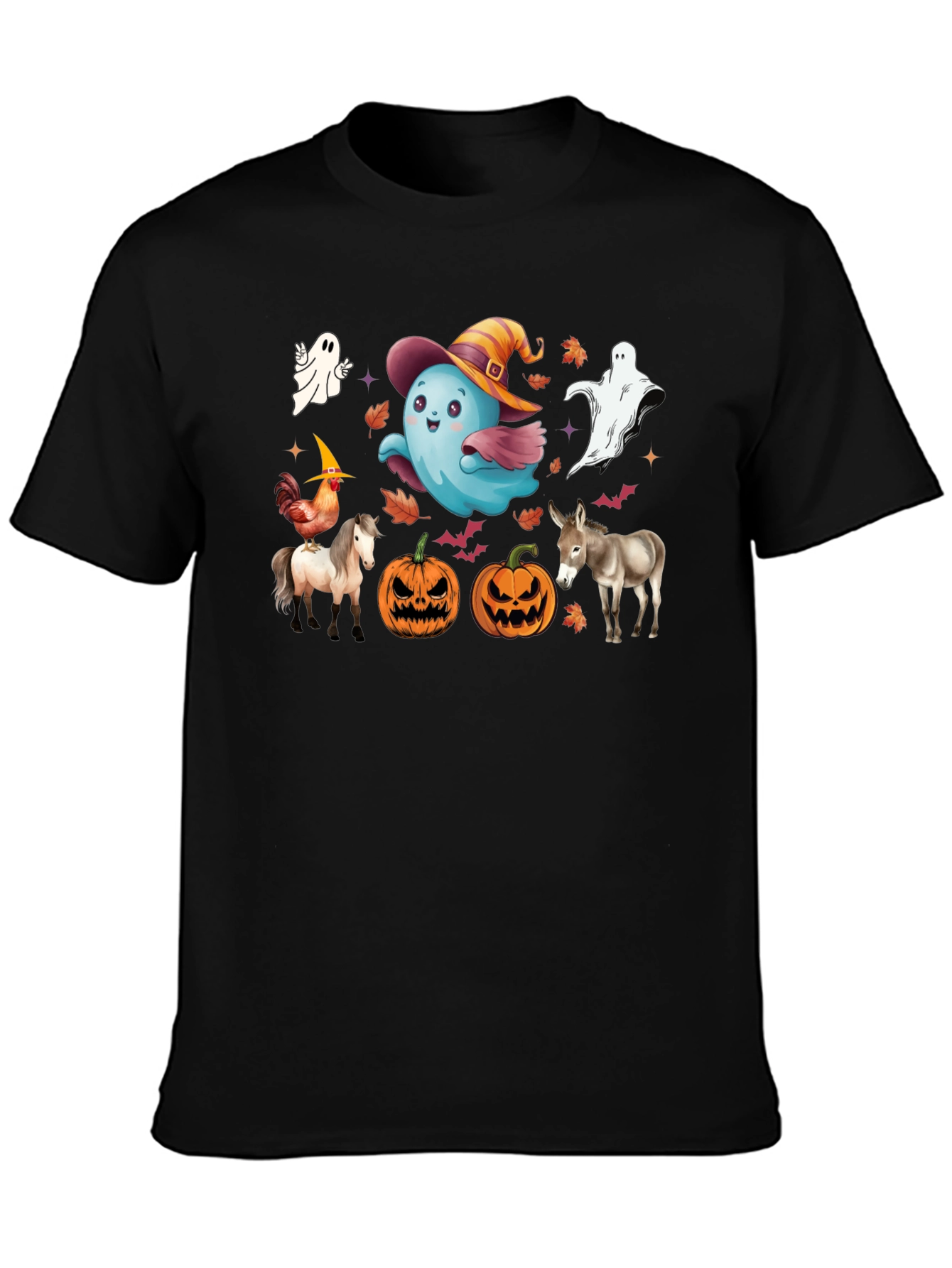 Halloween T-Shirt with Ghost Pumpkins & Animals