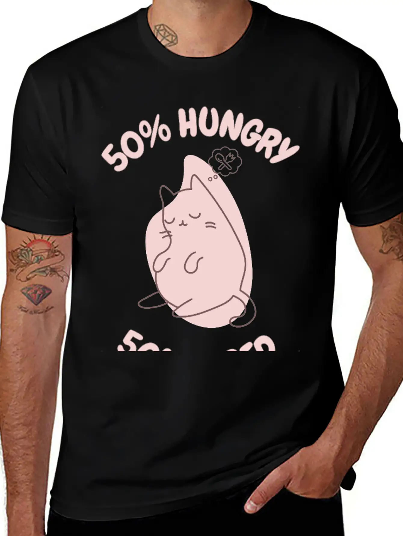50% Tired 50% Hungry Comfortable Minimalist Graphic Tee – Summer Style Essential